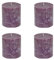 Stumpenkerzen Rustic 4er Set - Stumpenkerze, Blockkerze, Kerze, Adventskranz, Advent - Kein Ruß - Brenndauer: 75 Std. - viele Farben - 10x10 cm (Aubergine)