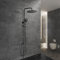 Görbach Columna Ducha sin Grifo Negra Columna de Hidromasaje Altura Adjustable Set Ducha Acero Inoxi 304 Conjunto Ducha con Alcachofa Ducha Mano, Estante y Cabezal Ducha Lluvia D25cm