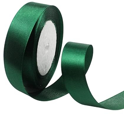 23Meter Satinband DunkelGrün 25mm Satinband Bänder,Breit Schleifenband Dekoband Stoffband Geschenkband Hochzeitsdeko Schleife für Geschenkverpackung,Kunsthandwerk,Haarschleifen,Blumenstrauß,Dekoration