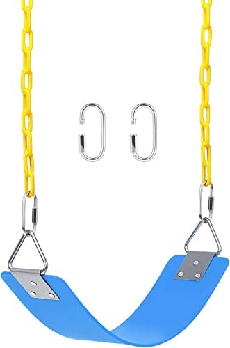 REZNOR Robuster, flexibler Schaukelsitz mit Metalldreieckring, 152,4 cm, rostfreies Ketten-Set für Kinder und Erwachsene, Spielplatz, Dschungel und Fitnessstudio (blau/gelb)