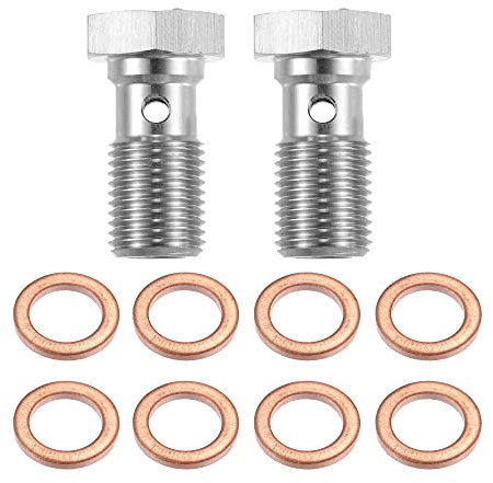X AUTOHAUX 2Pcs Filetage Turbo Frein Ligne Banjo Boulon 20mm Simple Banjo Boulon M10x1.0