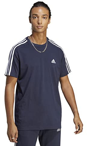 adidas Herren Essentials Single Jersey 3-Stripes Tee, Legend Ink/White, XS
