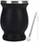 Deosdum Nueva Calabaza Yerba Mate de 8oz, Taza de Acero Inoxidable de Doble Pared Incluye Paja de Bomba Y un Cepillo de Limpieza(Negro)