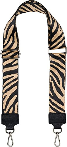 styleBREAKER Breiter Taschen Schulterriemen verstellbar mit Zebra Muster, Wechsel Taschengurt, Handyband, Handykette 02013033, Farbe:Hellbraun-Schwarz