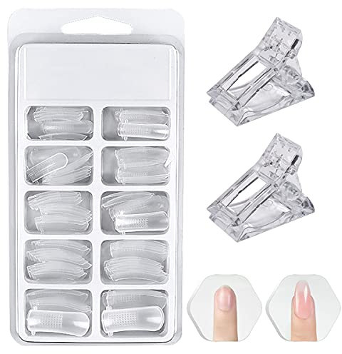 Faux ongles capsules Polygel Quick Building Kit 100pcs Nail System Form Chablons et formes pour ongles Extension avec Nail Tips Clip EU106(pointe parallèle)