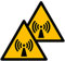Becral - Autocollant Rayonnement non ionisant/Panneau Triangle W005 homologué, ASR A1.3, DIN EN ISO 7010 Polyester Jaune Noir (150 mm - 2 pièces)