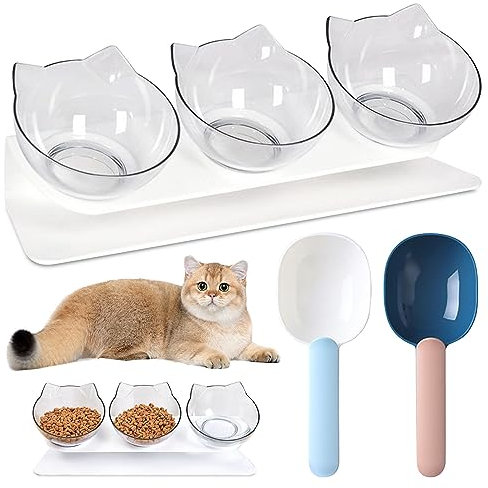 3 In1 Futterschüssel Katze, Katzennäpfe Katzennapf Erhöht Katzenfutter 15° Neigbar Fressnäpfe Katzen, Futternapf Katze, Futternapf Für Katzen, Fressnapf Katze Erhöht Erhöhter Katzennapf Mit Ständer