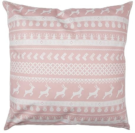 Clayre & Eef Kissenbezug 45x45 cm Rosa Weiß Polyester Dekokissenbezug