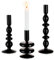 Glasseam Bougeoirs Noirs pour Bougies, Bougeoirs en Verre Set De 3, Bougeoirs Modernes pour DéCorations De Salle à Manger, Bougeoirs pour NoëL, Mariage, Centre De Table