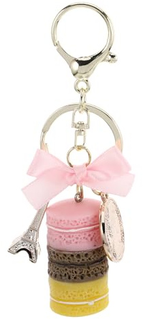 PACKOVE Porte-Clés Macaron Trois Couches Métal Résine Décoration Voiture Accessoire Original Collection Tour Eiffel Cadeau Mode Femme