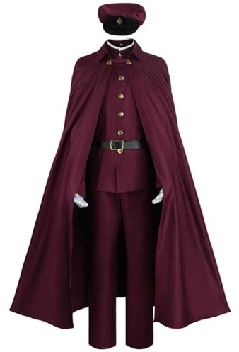 Zhongkaihua Anime Cosplay Bungo Stray Dogs Daikura Yoshiko Kostüm Rote Detektiv Uniformen Langer Trenchcoat mit Hut Halloween Comic Con Spiel Rollenspiel Komplettset Outfits