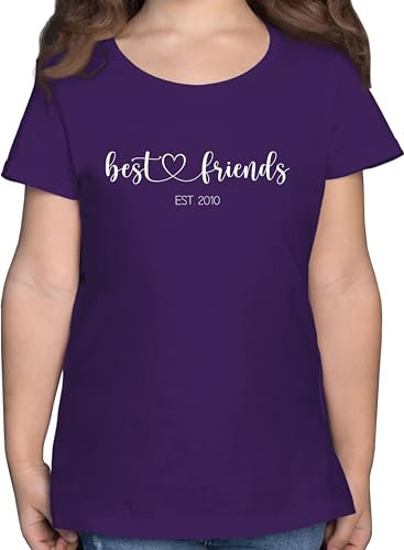 T-Shirt Mädchen - Best Friends est - Jahreszahl Beste Freunde - BFF Freundschaft Best Friend Geschenk Beste Freundin - 164 (14/15 Jahre) - Lila - personalisierte Geschenke t shirt persönliches