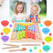 Qooloo Holz Clip Brettspiel, Clip Perlen Puzzle, Montessori Spielzeug, Kinder Vorschule Farben Sortier Stapelspielzeug für 3+ Jahre