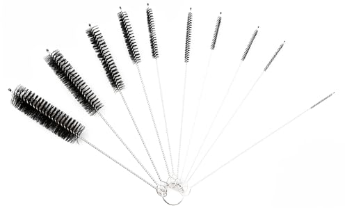 Tabanzhe 10 PCS Stainless Straws Cleaner Brush,Extra Long Thin Bottle Cleaning Cleaner,for Washing Kettle Spout,Teapot Nozzle Baby Bottle Tube Brush(Black)