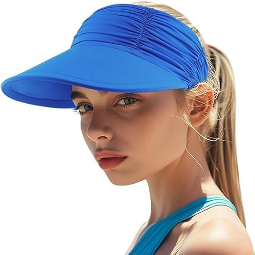 Baynetin Visera Mujer, Anti UV Gorra, Plegable Sombrero De Playa, Deportiva Protección UV, Duplica Protección de Piel, Sombrero de Sol para Juego, Deportivas para Exteriores (Z_Azul Real)