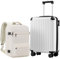 COOLIFE Cabin Suitcase 55X40X20cm and Cabin Backpack 20L(40X25X20cm) Set for EasyJet Airlines Carry on Hand Luggage Travel Bag Hard Shell Suitcase with TSA Lock (White, 55 x 40 x 20cm -Set 2pcs)