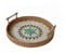 SLHEQING Rattan Serviertablett mit Griffen, Handgewebtes Wicker-Tablett Dekotablett Rund Aufbewahrungsplatten für Frühstück, Getränke, Snacks, Desserts, Brot, Kerze, Früchten (Blau, 28cm Durchmesser)