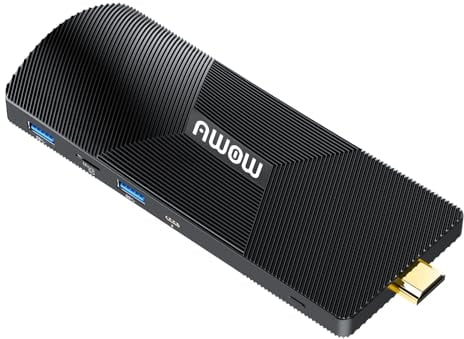 AWOW Mini PC Stick, Gen12 N100 Quad Core 3.40 GHz, Mini Computer Stick 8 GB DDR4 256 GB ROM, Wi-11 Pro mit Unterstützung für HDMI 2.0 und Mini DP 1.2 Dual 4K@60Hz, Gigabit Ethernet Port