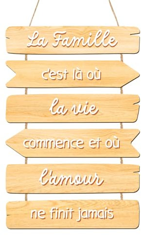 GEBETTER Décoration Murale Plaque en Bois à Suspendre Panneau Salon Chambre Maison Cadeau pour Nouvelle Maison Famille Noël