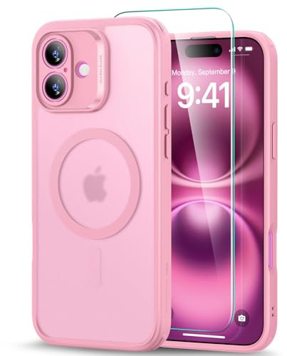 ESR Cover per iPhone 16 Plus (4 in 1 Set),Custodia traslucida opaca con protezione dello schermo per iPhone 16, Compatibile con MagSafe, Protezione di livello militare, Serie Classic, Rosa Opaco