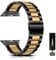 SeNool Strap for Apple Watch 49mm 46mm 45mm 44mm 42mm Series 10/Series 9/8/7/6/5/4/3/2/1/Ultra 2, Men and Women Metal Stainless Replacement Watch Strap Band for Apple iWatch/SE/SE 2-Black/Gold