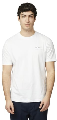 Ben Sherman Herren Signature T-Shirt Kurzarm 100% Bio-Baumwolle Regular Fit, weiß, L