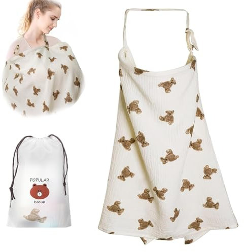 LFCFBH Soft Breastfeeding Cover, Breathable Cotton Baby Nursing Cover 360° Coverage for Feeding and Infant Car Seat