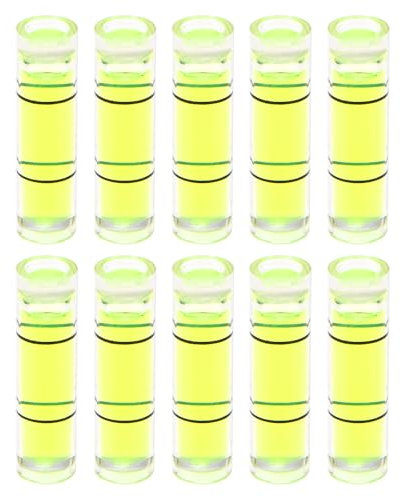 sourcing map 10pcs Small Cylindrical Bubble Level Vials 7x26mm PMMA Mini Horizontal Bubble Spirit Level Measuring Layout Tools for RV TV Picture Frame Hanging Tool Leveler