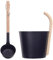 Sauna Eimer Saunaeimer Schwarz Aktualisiert 7L Sauna Komplett Set Sauna Eimer mit Kelle, aus Schwarzem Aluminium+ Griff, Finnisch Neueste Sauna Eimer Klassisches