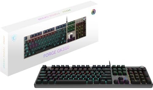 MSI FORGE GK310 RED UK tastiera Gaming USB QWERTY Inglese britannico Nero (KYB FORGE GK310 RED UK) - Versione UK
