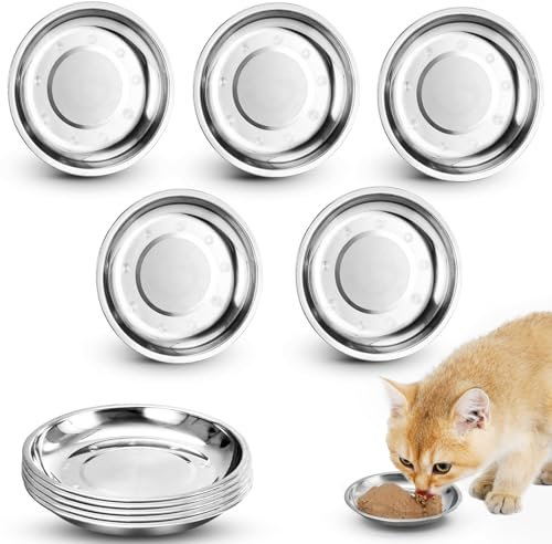 Katzennapf Flach 5 Stück Futternapf Katzenfutter, Napf Fressnapf, Katze Katzenteller, Katzenschüssel Katzen, Futternapf, Katzenfressnapf, Cat Bowl für Kätzchen und kurzbeinige Katzen