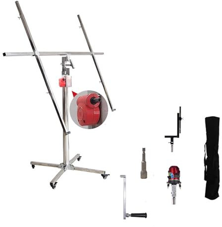 FORRTY Plattenheber Trockenbau Tragbarer Plattenheber Rigips Bauwerkzeug Leicht Zu Bewegen Plattenlift Horizontaler Ständer Feststellbare Räder(4.0m)