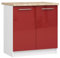 AKORD | Küchenschrank mit Arbeitsplatte - Oliwia S80 | Küchenunterschrank mit 2 Türen und 2 Einlegeböden | Unterschrank Küche 80 cm Breit | ABS-Kante 18 mm | 46 x 80 x 85 cm | Weiß & Rot Glanz