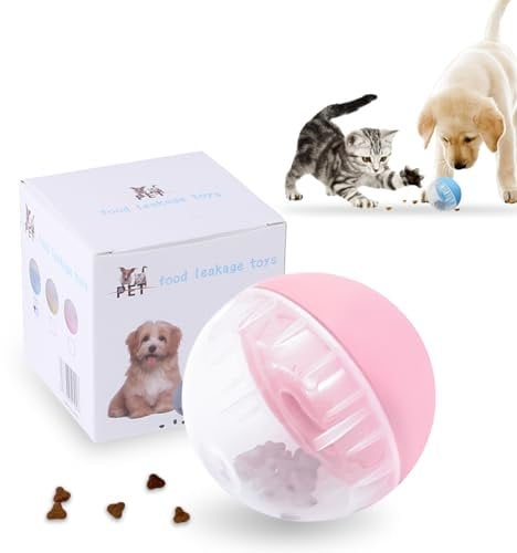 TORMEN Dog Treat Ball Toy, Pet Zone IQ Dispensing Interactive Food Dispenser Puzzle for Pets, Adjustable Difficulty, Durable Leak-Resistant Ball, Treat-Dispensing Toy for Exercise & Fun (Pink)