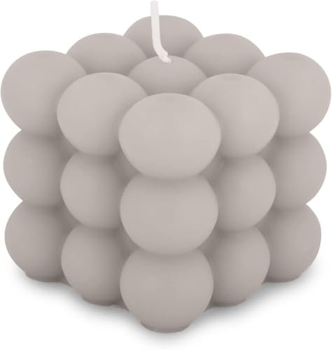 pajoma® Bubble Kerze, Grau 2-Set | Candle aus 20% Soy Wax + 80% Paraffin | Brenndauer ca. 25 Stunden - H 6 cm Ø 6 cm, 160 g Wachsgewicht | Äshetische Sojawachs Candle für Wohnkultur