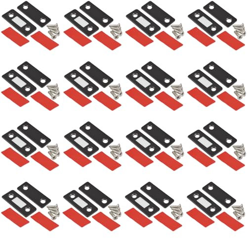 MIN CI 16 Stück Türmagnet Magnete für Schranktüren, Schwarz Tür Magnet Schrankmagnete Silbrig Türschließer Möbelmagnet Türöffner Magnetschnäpper Selbstklebend Magnet für Schubladen Balkontür