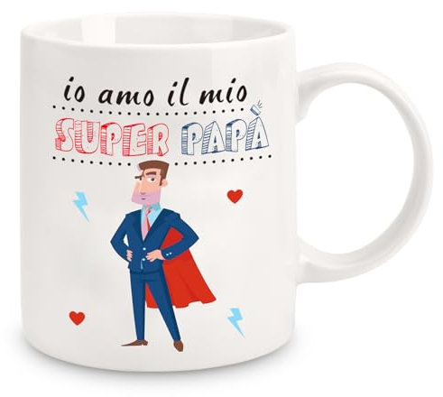 Surhik Festa del Papà,Festa del Papa Idee Regalo 330ml Tazza,Idee Regalo Festa del Papà Padre Compleanno Natale Anniversario(Super Papà)