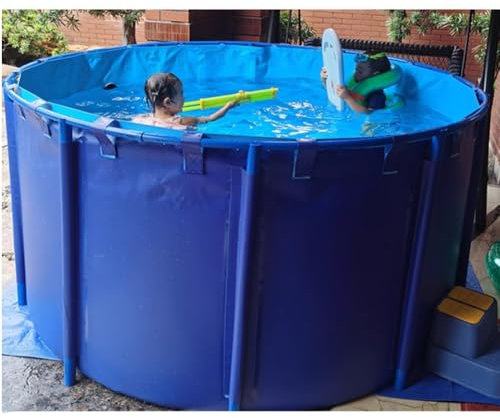 Piscine En Toile Hors Sol En PVC, Piscine Épaissie Circulaire, Grande Piscine À Cadre Pliable, Piscine D'aquarium, Réservoir De Stockage D'irrigation Pour L'agriculture D'élevage(3X0.8m-5600L)