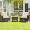 GIANTEX Rattan Balkonmöbel Set 2 Personen, 3 TLG. Rattan Gartensitzgruppe Lounge Set mit Kissen Khaki, Gartenmöbel Set 2 Sessel mit Tisch, Gartengarnitur Sitzgruppe Gartenlounge Set