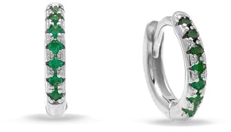 Orecchini a Cerchio Argento 925 con Zirconi 5A, Orecchini a Scattino Eleganti e Raffinati con Zirconi Luminosi, Cerchi Giro Lobo, Made in Italy