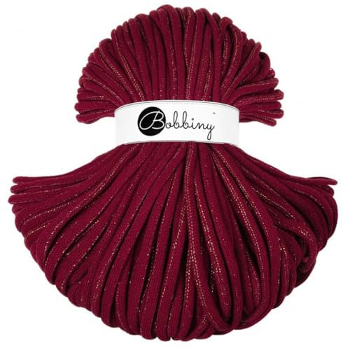 BOBBINY 9mm Jumbo Flechtkordel 1200 g Garn Makramee 50 Farben 100 m, Farbe:Golden Wine Red