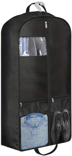 AMFUN Borsa Porta Abiti Con Cerniera, Borsa Porta Abiti da Viaggio, Custodie Per Abiti, Porta Abiti Da Viaggio Antipolvere Impermeabili E Anti Umidità, per Cappotti, Giacche, Camicie, 110×60 cm