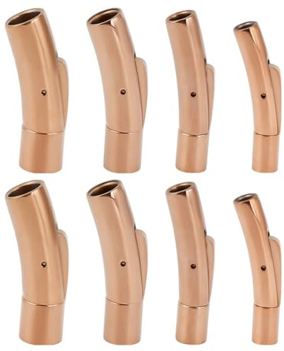 DELORIGIN 8pcs Leather Cord End Clasp 4 Styles Stainless Steel Bayonet Clasps Connectors with Push Buttons Closures Cord Buckle Ends Snap Lock for Necklace Bracelet Making DIY Crafts (Rose Gold)