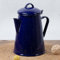 Sanfoelek - Cafetera esmaltada vintage azul moteada para almacenamiento de té, hervidor de agua, interior, cocina, camping, exterior