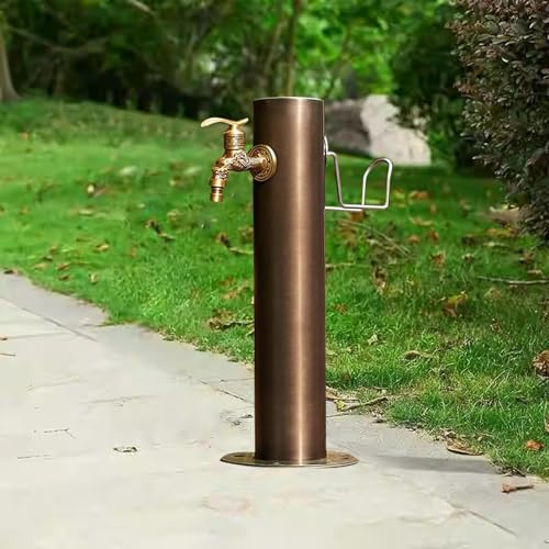 Robinet d'extérieur anti-gel pour jardin, poteau cylindrique vertical en acier inoxydable 304, fonction décorative, distributeur de fontaine (hauteur : 50 cm)
