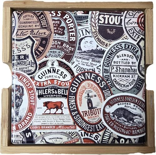 Guinness Untersetzer mit Unterseite aus Kork, klassisches Bieretiketten-Design, 4 Stück