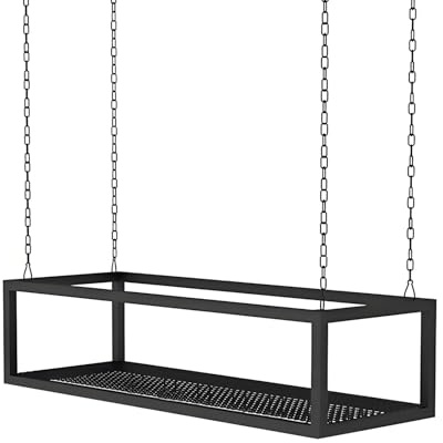 Lanmmraifc Hängeregale für die Decke, schwebende Küchenregale, Weinregal, Blumentopfständer, hängende Pflanzenregale aus Metall, Ausstellungsständer, Heimdekoration(60x25x15cm)