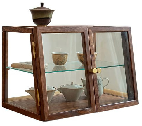 Bäckerei-Vitrine, doppellagiges Klarglas, Holz-Arbeitsplattenschrank mit Glastüren für Kekse, Desserts und Cupcakes