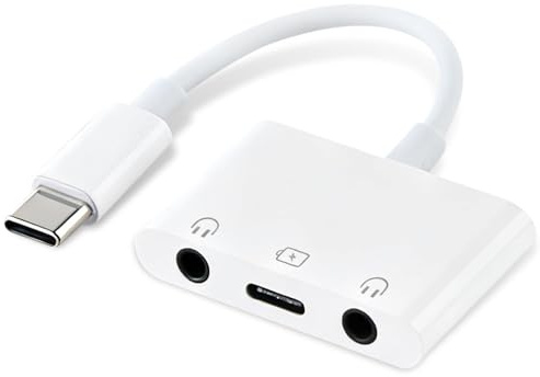 zstg 3 en 1 Adaptateur USB-C Jack 3,5 mm, Charge Rapide PD 60W, DAC Audio Auxiliaire USB C, Double Écouteur avec Charge vers Prise Casque pour 1Phone 17/16/15 Pro Max, 1Pad, Galaxy S24/S23/S22