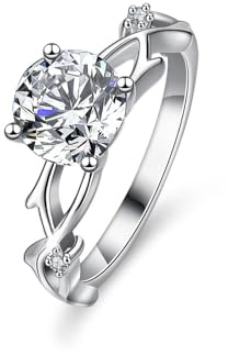 Skcess 9K Weißgold Wedding Ring, Matching Rings 6.5mm Moissanit Weiß 1ct Größe 50 (15.9)